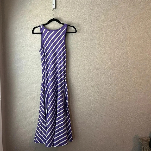 Ralph Lauren Sport Pima Cotton Midi Dress Striped Asymmetrical Stretch XS - Picture 4 of 5